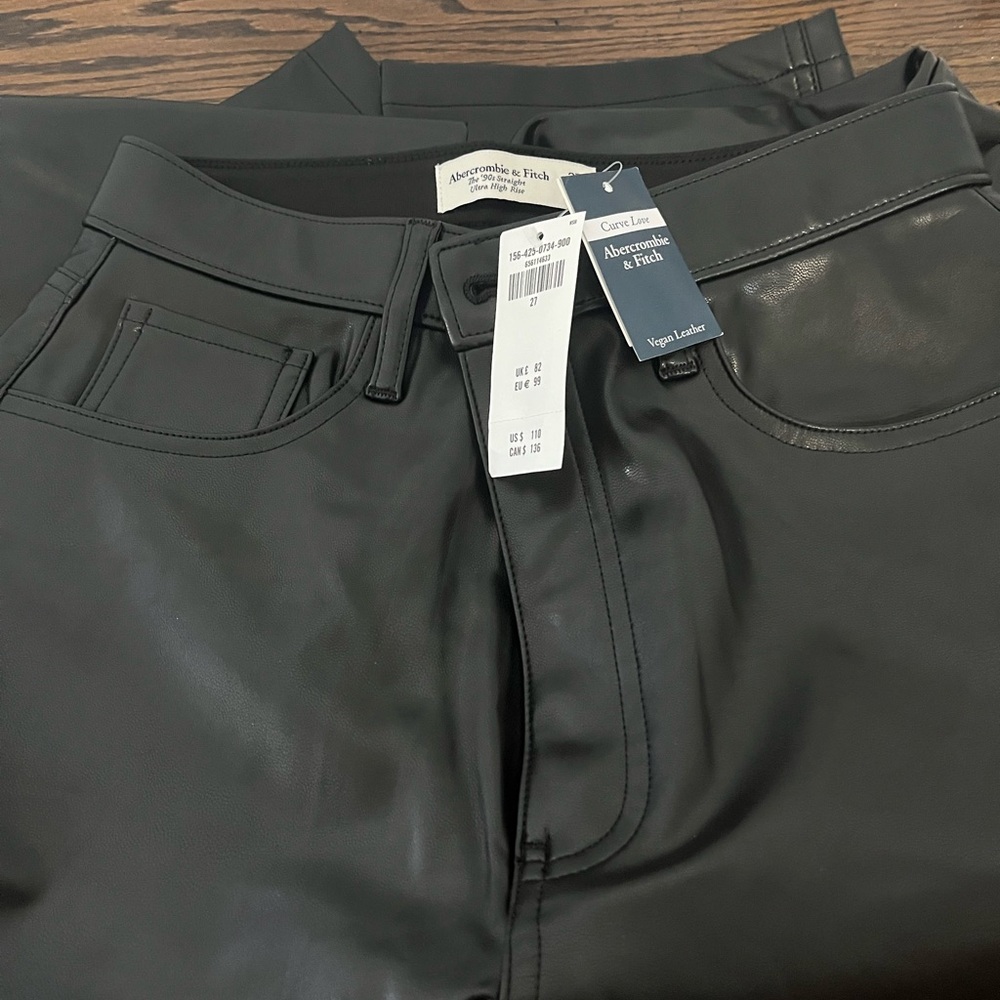 Abercrombie & Fitch Black Vegan Leather Trousers